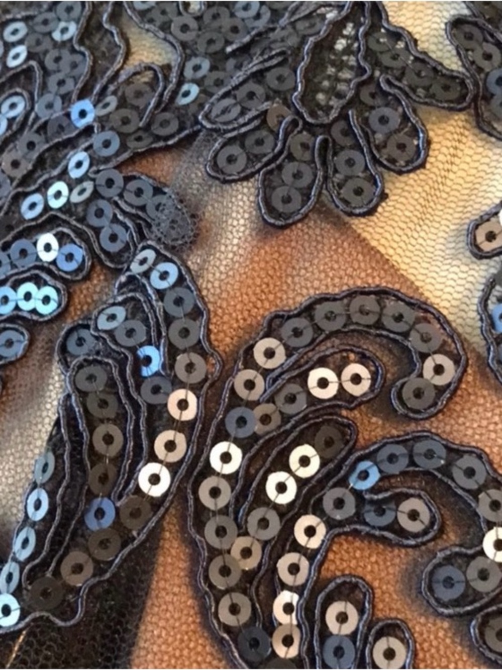 Tadashi Shoji Billie Dress Midnight Navy Blue Lace & Sequins -Size 14 EUC - Picture 7 of 9